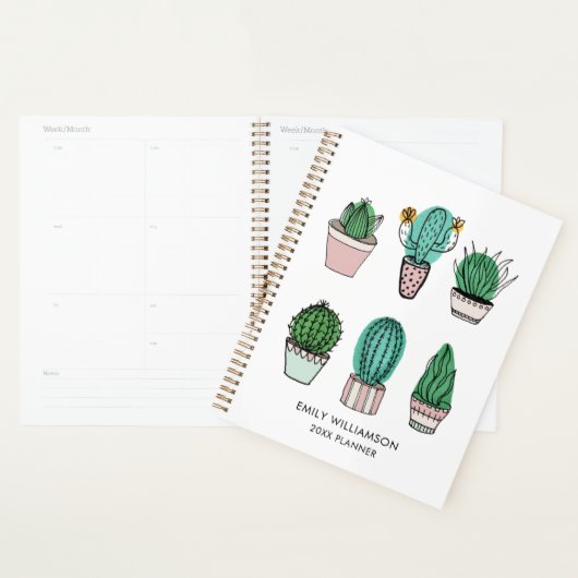 Cacti succulents afbeelding gepersonaliseerde naam planner (Display)