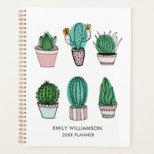 Cacti succulents afbeelding gepersonaliseerde naam planner (Voorkant)