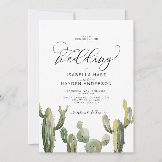 Cacti Succulents Cactus Boho Desert Wedding Kaart (Voorkant)