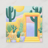 Cacti Succulents Colorful Southwestern Art Vierkante Visitekaartje (Voorkant)
