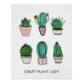 Cacti succulents illustration personalized poster (Voorkant)