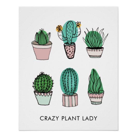 Cacti succulents illustration personalized poster (Voorkant)