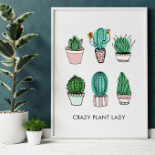 Cacti succulents illustration personalized poster