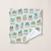 Cacti Succulents Planten Doodles Patroonnaam Bad Handdoek (Wasdoekje)