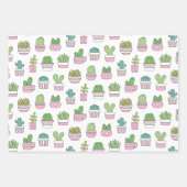 Cacti Succulents Planten Doodles Pattern Inpakpapier Vel (Voorkant 3)