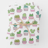 Cacti Succulents Planten Doodles Pattern Inpakpapier Vel (In situ)