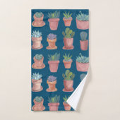 Cacti Succulents Waterverf Terracotta Pots Indigo Bad Handdoek (Handdoek)