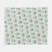 Cacti vetplanten Planten Doodles Pattern Fleece Deken (Voorkant (Horizontaal))