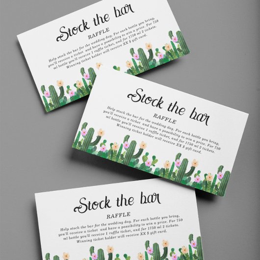 Cacti vullen de bar Bruiloftsborrel Informatiekaartje