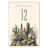 Cacti & Wagon Wiel Rustieke Tafelnummer voor Huwel (Voorkant)