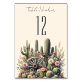 Cacti & Wagon Wiel Rustieke Tafelnummer voor Huwel (Voorkant)