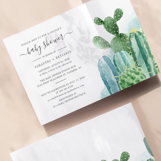Cacti Waterverf Couples Baby shower Succulent Kaart