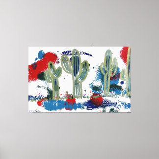 Cacti zegt hallo, gestrekt doek canvas afdruk