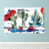 Cacti zegt hallo, gestrekt doek canvas afdruk (Insitu (Houten vloer))
