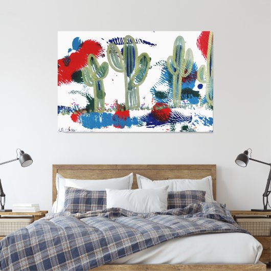 Cacti zegt hallo, gestrekt doek canvas afdruk (Insitu (Slaapkamer))