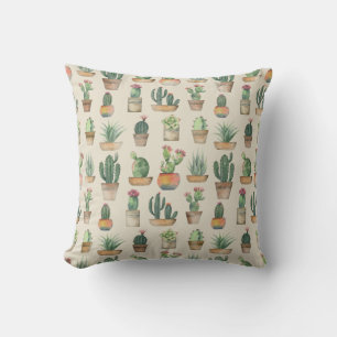 Cactiplantenpatroon botanische illustratie kussen
