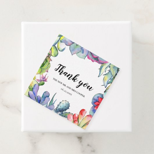 Cacti's en waterverf-bruiloft bedankjes labels (In situ)