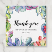 Cacti's en waterverf-bruiloft bedankjes labels (Voorkant)