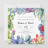 Cacti's en waterverf-bruiloft kaart (Voorkant)