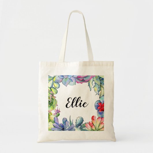 Cacti's en waterverf-bruiloft tote bag (Voorkant)