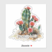 Cactophile Flowering Cactus Custom-Cut Vinyl Sticker (Vel)