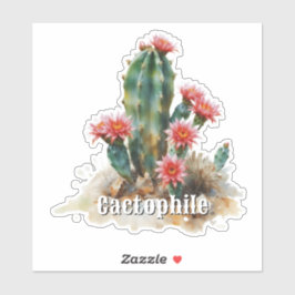 Cactophile Flowering Cactus Custom-Cut Vinyl Sticker