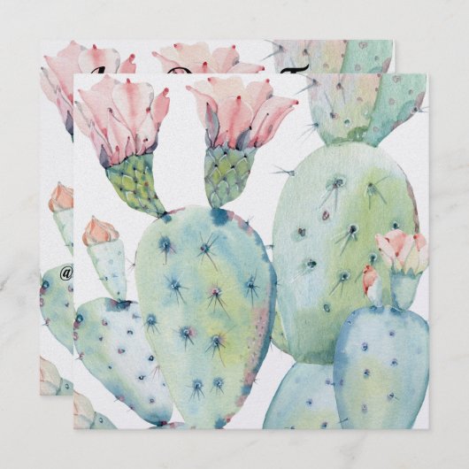 Cactus 21st Birthday Invite Kaart (Voorkant / Achterkant)