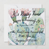 Cactus 21st Birthday Invite Kaart (Achterkant)