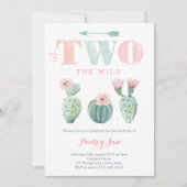 Cactus 2e Birthday Party Invitations, Baby Girl Kaart (Voorkant)