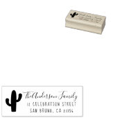 Cactus, aangepaste naam, script en retouradres rubberstempel (Gestempeld)