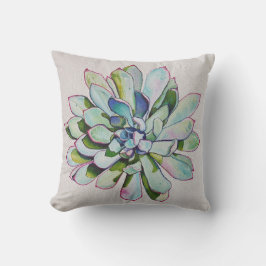 Cactus aardse tinten olieverfschilderij buitenkussen
