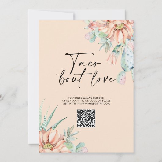 Cactus abrikoos bloementaco over liefde Vrijgezell Kaart (Achterkant)