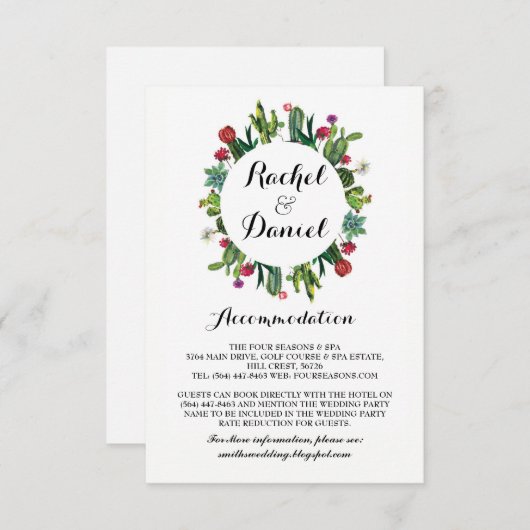 Cactus Accommodatie Fiesta Trouwkaarten Details Informatiekaartje (Voorkant / Achterkant)