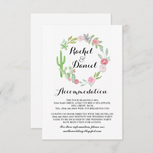 Cactus Accommodation Fiesta Wedding Cards Details Informatiekaartje (Voorkant / Achterkant)