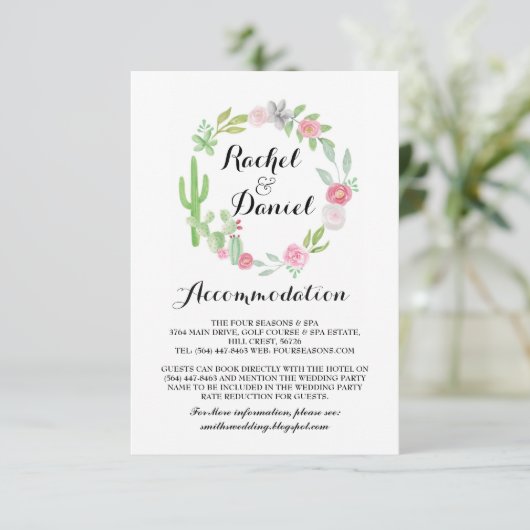Cactus Accommodation Fiesta Wedding Cards Details Informatiekaartje (Staand voorkant)