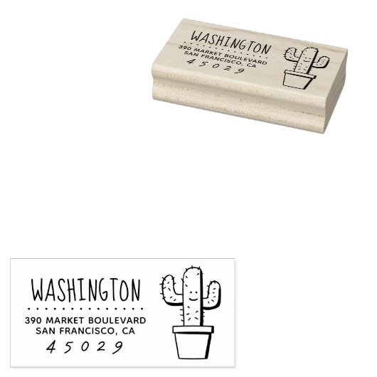 Cactus | Achternaam Retouradres Rubberstempel (Gestempeld)