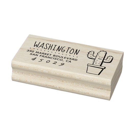 Cactus | Achternaam Retouradres Rubberstempel (Stempel)