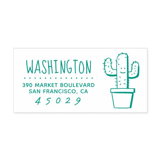 Cactus | Achternaam Retouradres Zelfinktende Stempel (Design)