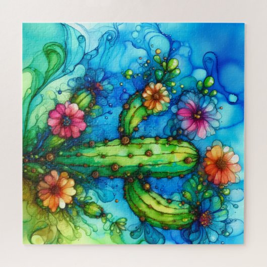 Cactus Alcohol Ink Legpuzzel (Horizontaal)