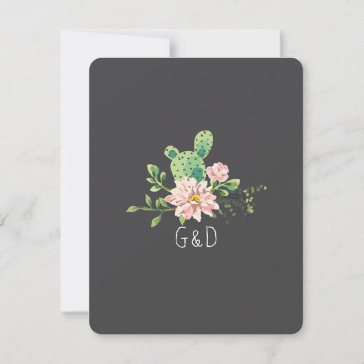 Cactus and Succulent Boho Wedding RSVP Kaartje (Achterkant)