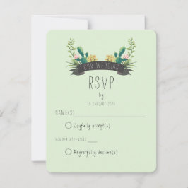 Cactus and Succulent Boho Wedding RSVP Kaartje
