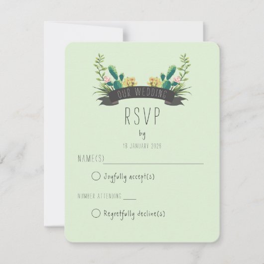 Cactus and Succulent Boho Wedding RSVP Kaartje (Voorkant)