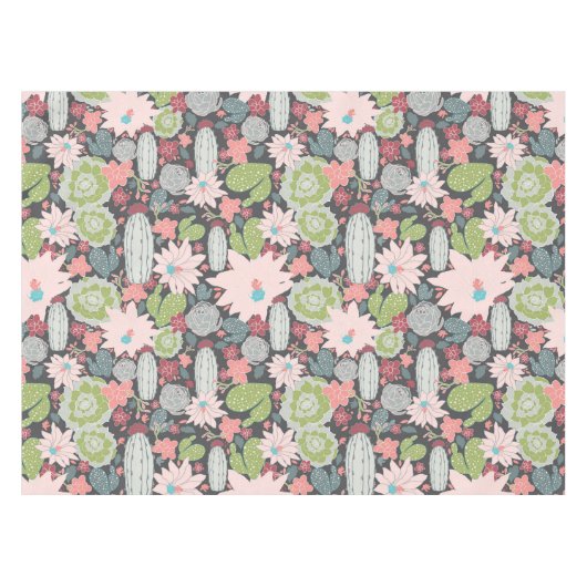Cactus and Succulent Planten Greens Pinks Blue Tafelkleed (Voorkant (Horizontaal))