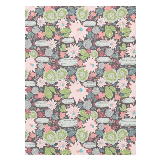 Cactus and Succulent Planten Greens Pinks Blue Tafelkleed (Voorkant)