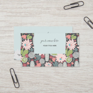 Cactus and Succulent Planten Greens, Pinks Pattern Visitekaartje