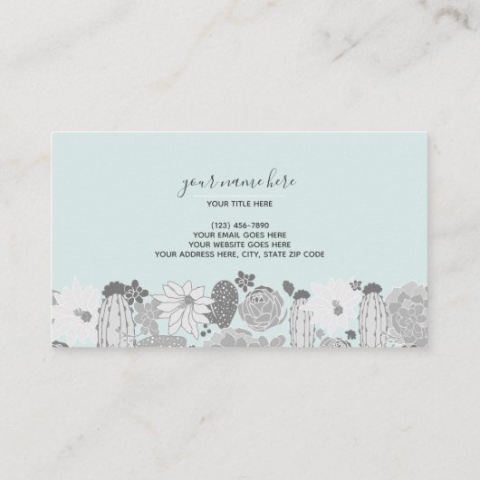 Cactus and Succulent Planten Greens Pinks Pattern Visitekaartje (Achterkant)