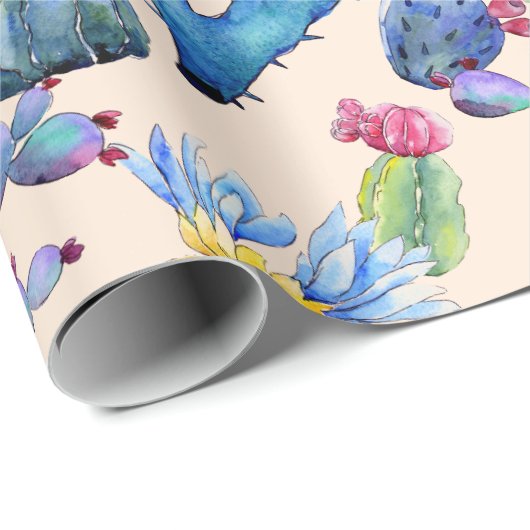 Cactus and Succulents Vibrant Southwest Waterverf Cadeaupapier (Rol Hoek)