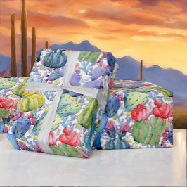 Cactus and Succulents Vibrant Southwest Waterverf Cadeaupapier
