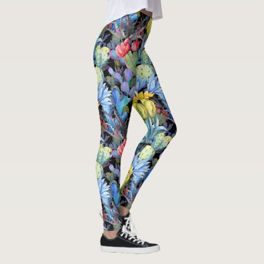 Cactus and Succulents Vibrant Southwest Waterverf Leggings (Rechts)