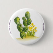 Cactus and Yellow Flowers Pin Back Button (Voorkant)